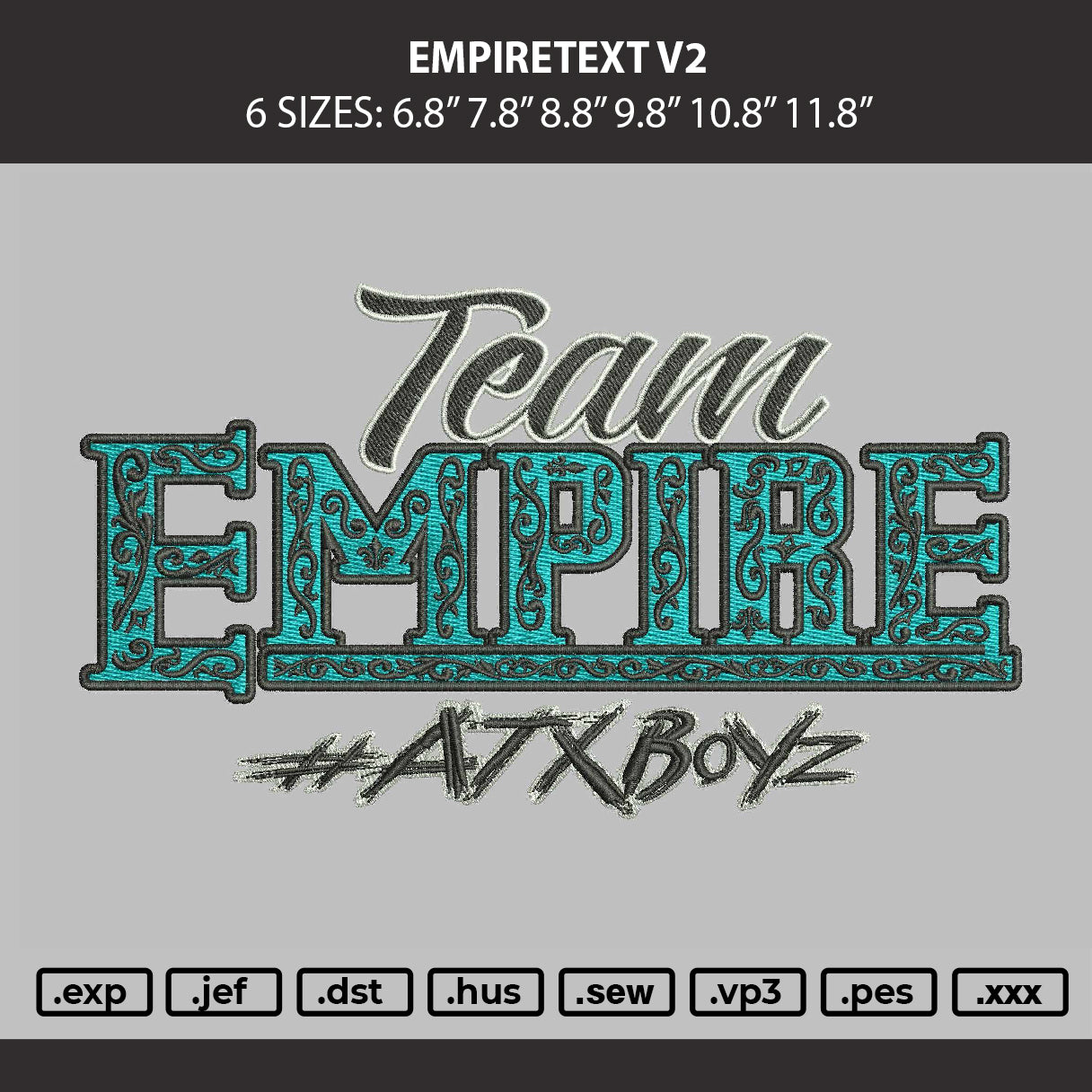 Empiretext 0809 Embroidery Machine Design File 6 sizes