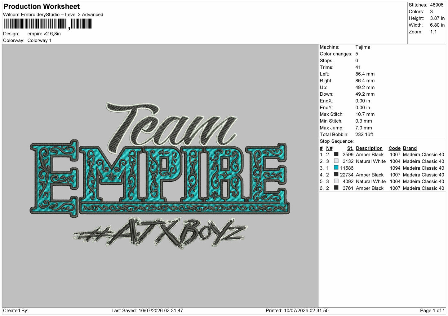 Empiretext 0809 Embroidery Machine Design File 6 sizes
