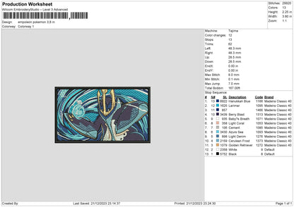 Empoleon Rectangle Embroidery File 6 sizes