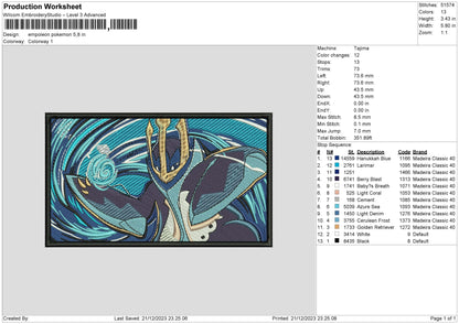 Empoleon Rectangle Embroidery File 6 sizes