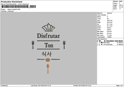 Disfrutaltext Embroidery File 6 sizes