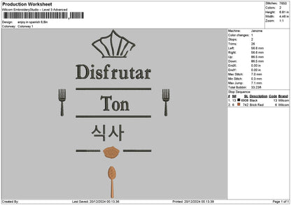 Disfrutaltext Embroidery File 6 sizes