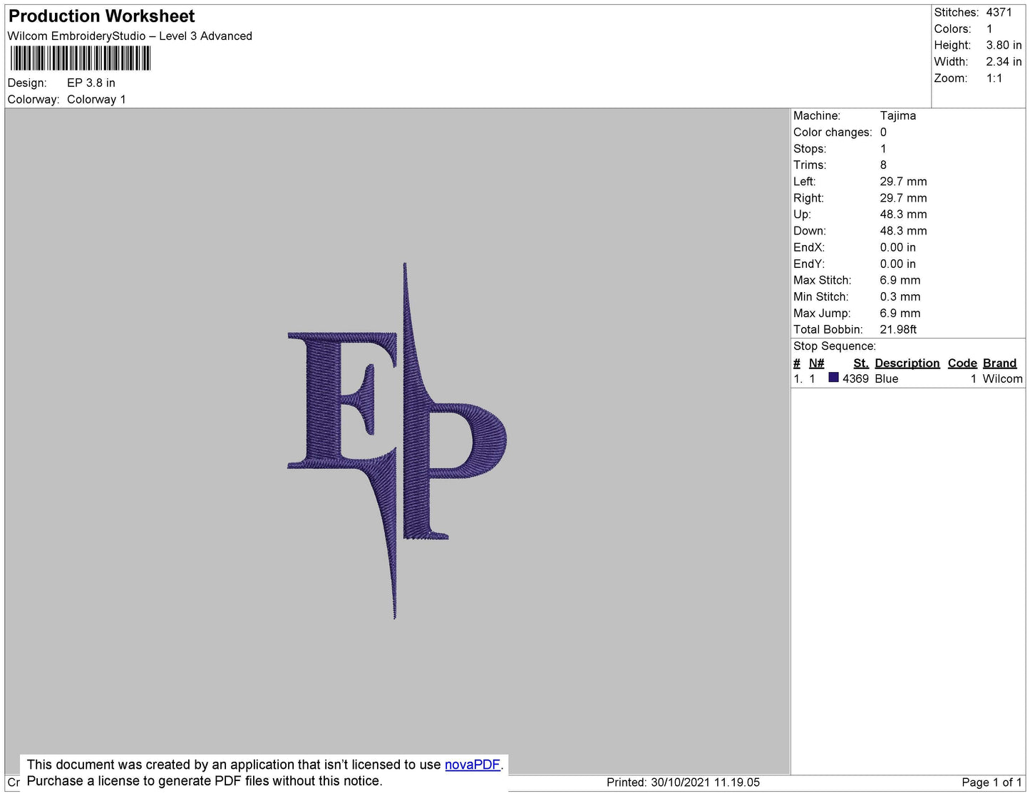 EP Embroidery File 4 size