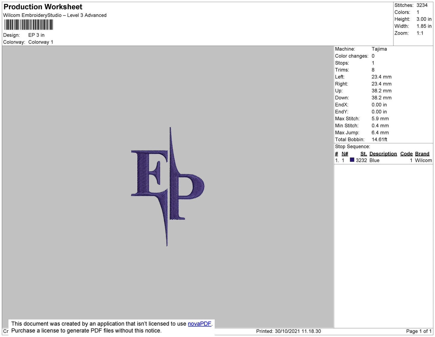 EP Embroidery File 4 size