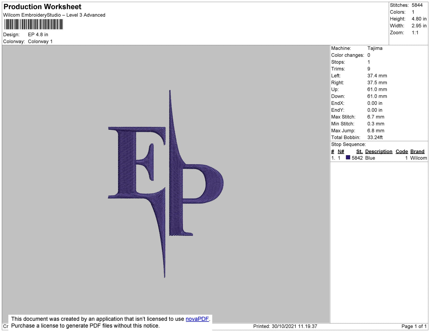 EP Embroidery File 4 size