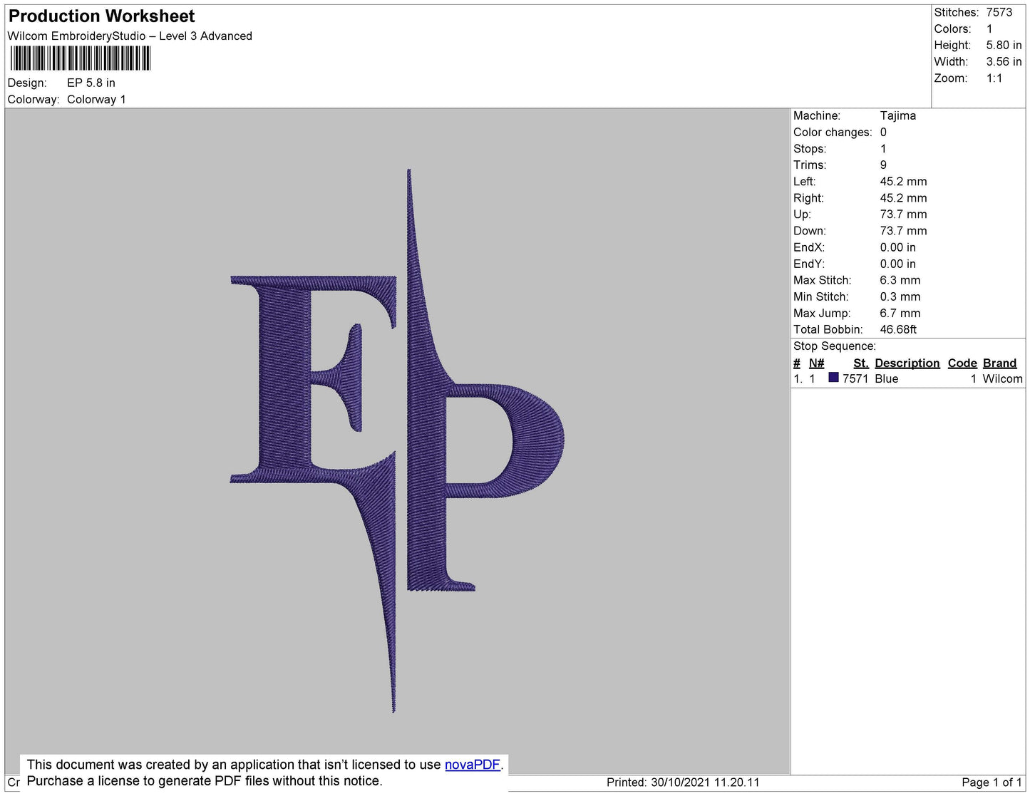 EP Embroidery File 4 size