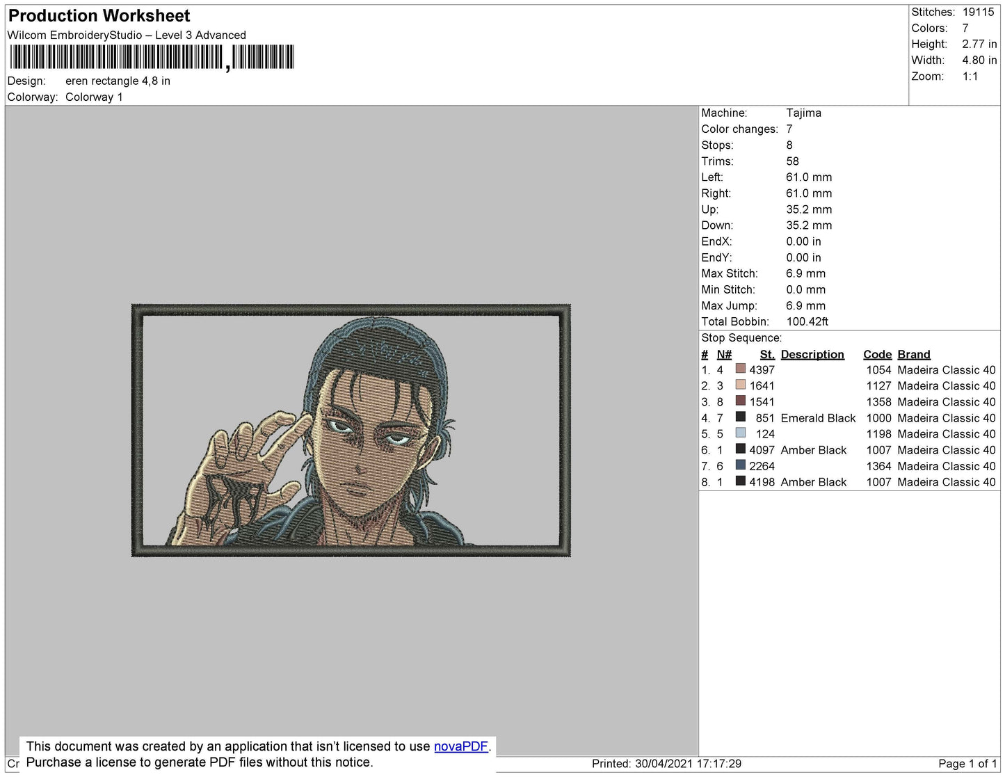 Eren Rectangle Embroidery File 4 size