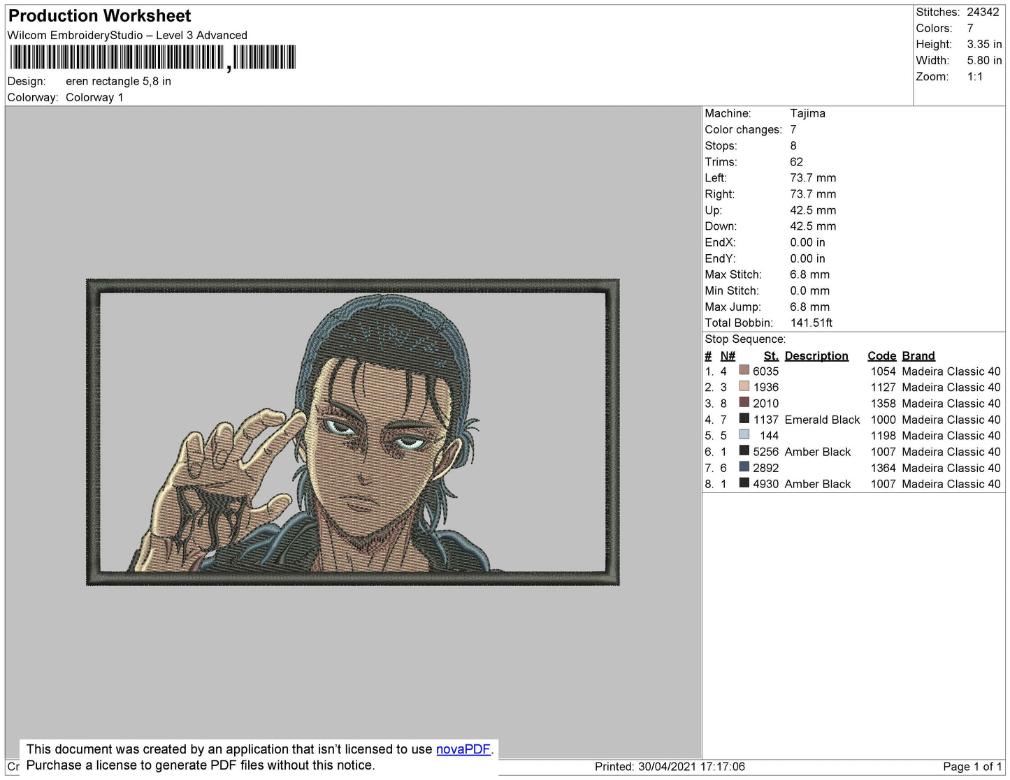 Eren Rectangle Embroidery File 4 size