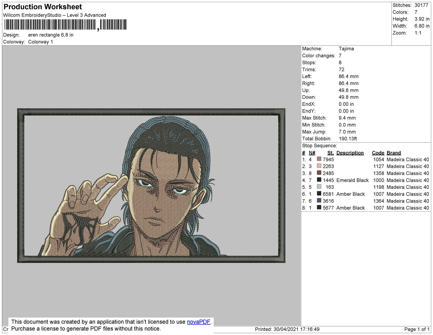 Eren Rectangle Embroidery File 4 size
