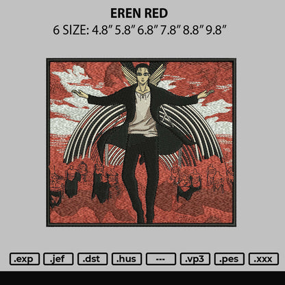 Eren Red Embroidery File 6 sizes