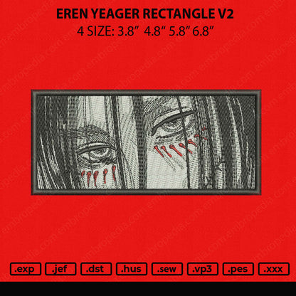 Eren Yeager Rectangle V2 Embroidery File 4 size