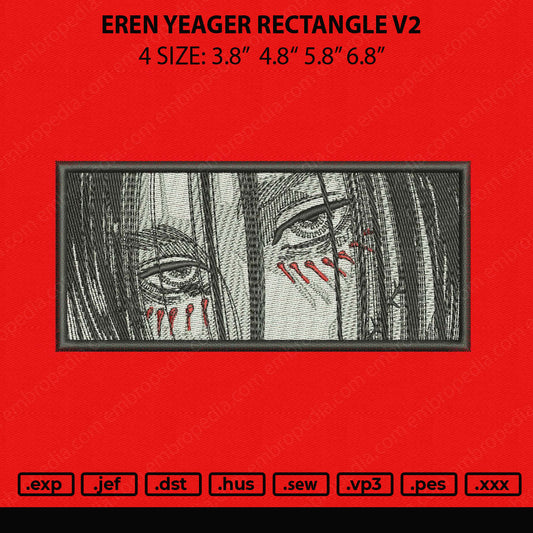 Eren Yeager Rectangle V2 Embroidery File 4 size