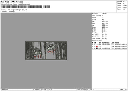 Eren Yeager Rectangle V02 Embroidery File 4 sizes