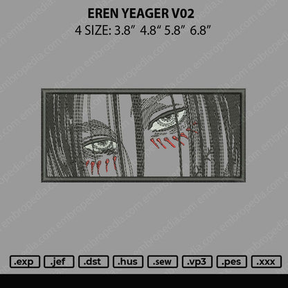 Eren Yeager Rectangle V02 Embroidery File 4 sizes