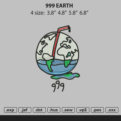 Earth 999 Embroidery File 4 Size
