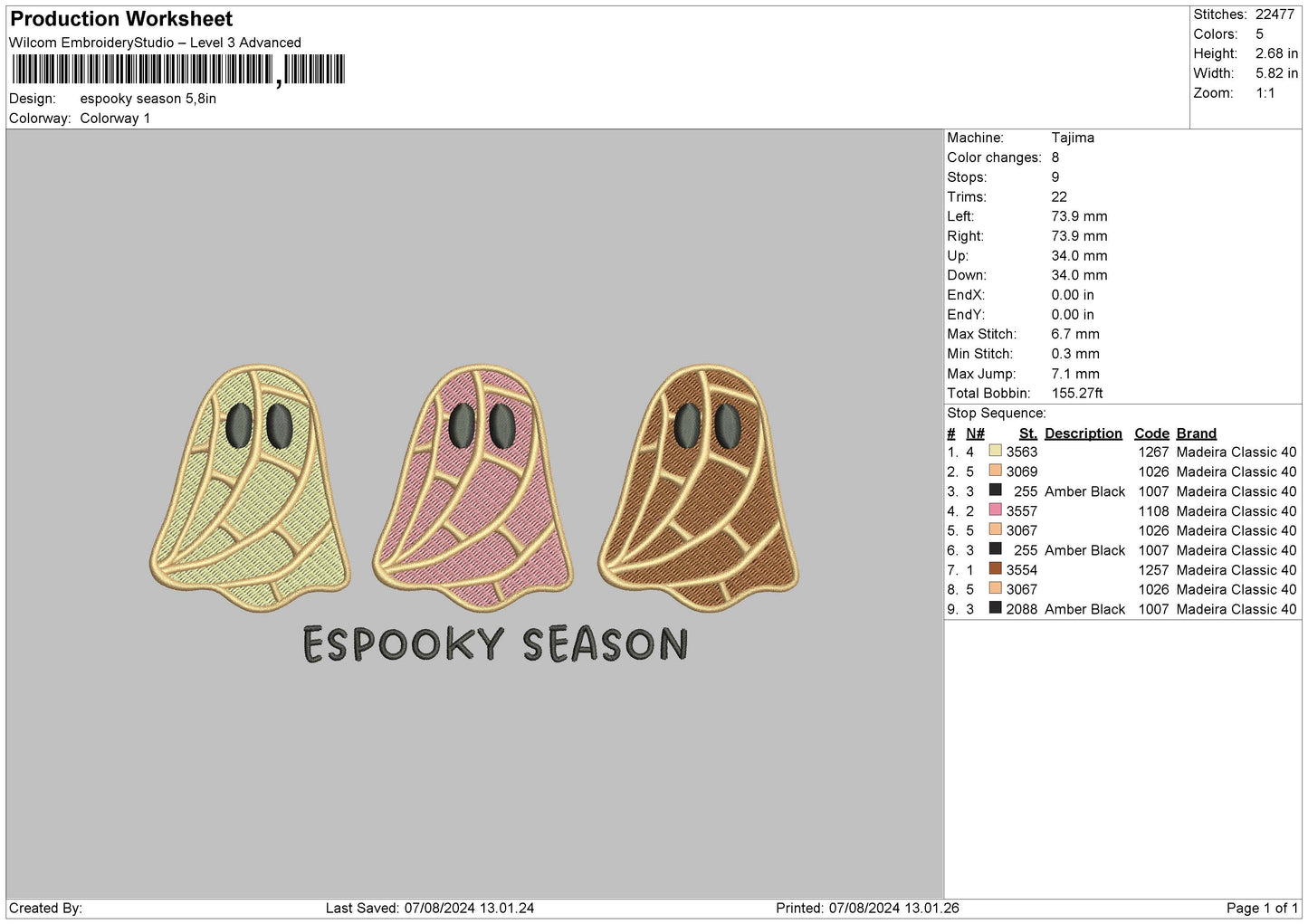 3 Ghosts 2024 Embroidery File 6 sizes