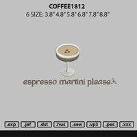 Coffee1812 Embroidery File 6 sizes