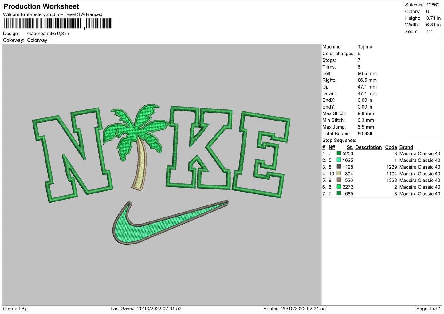 Estampa Nike Embroidery File 6 sizes
