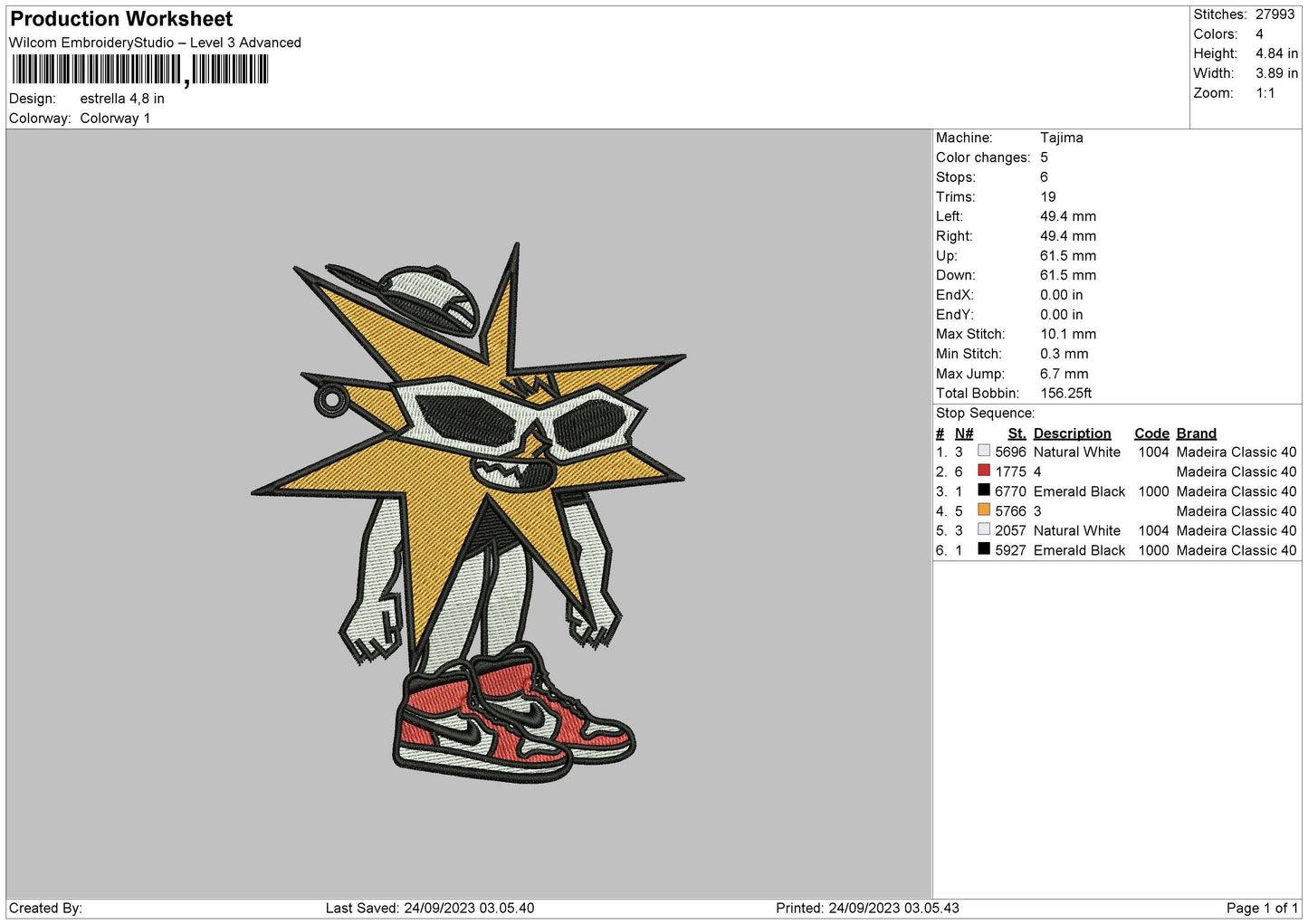 Estrella Embroidery File 6 sizes