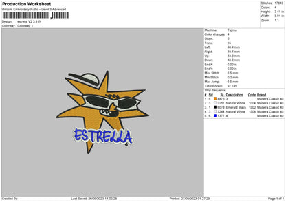 Estrella V2 Embroider File 6 sizes