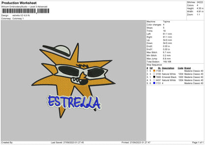 Estrella V2 Embroider File 6 sizes