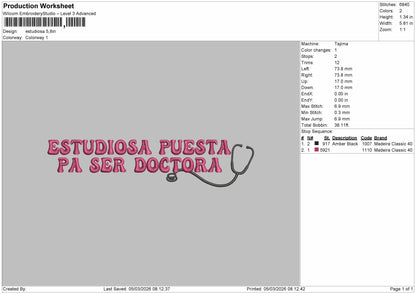 ESTUDIOSA Embroidery File 6 sizes