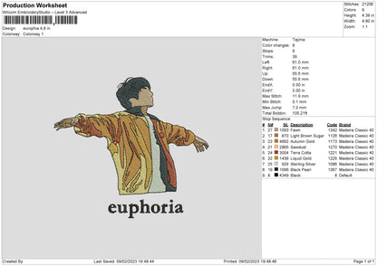 Euphoria Embroidery File 6 sizes