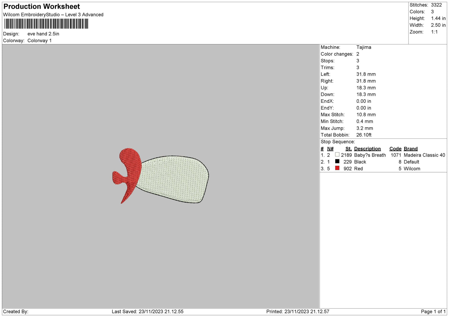 Evehand Embroidery File 6 sizes