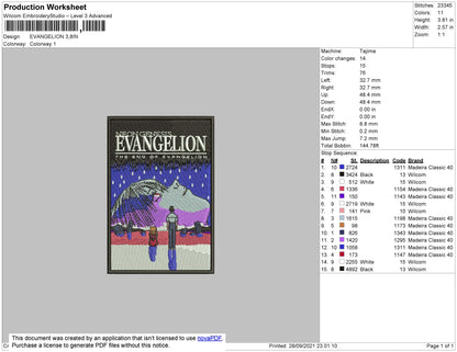 Evangelion Embroidery File 4 size
