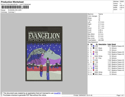 Evangelion Embroidery File 4 size