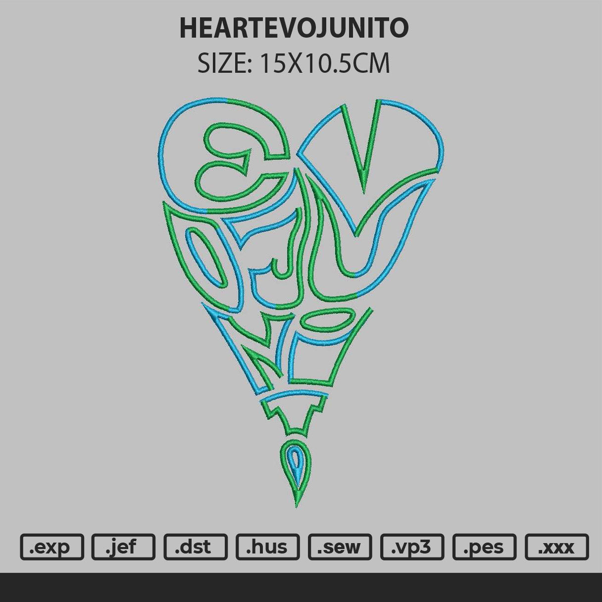 Heartevojunito Embroidery File 6 sizes