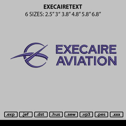 Excairetext Embroidery File 6 sizes