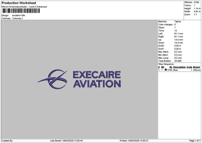 Excairetext Embroidery File 6 sizes