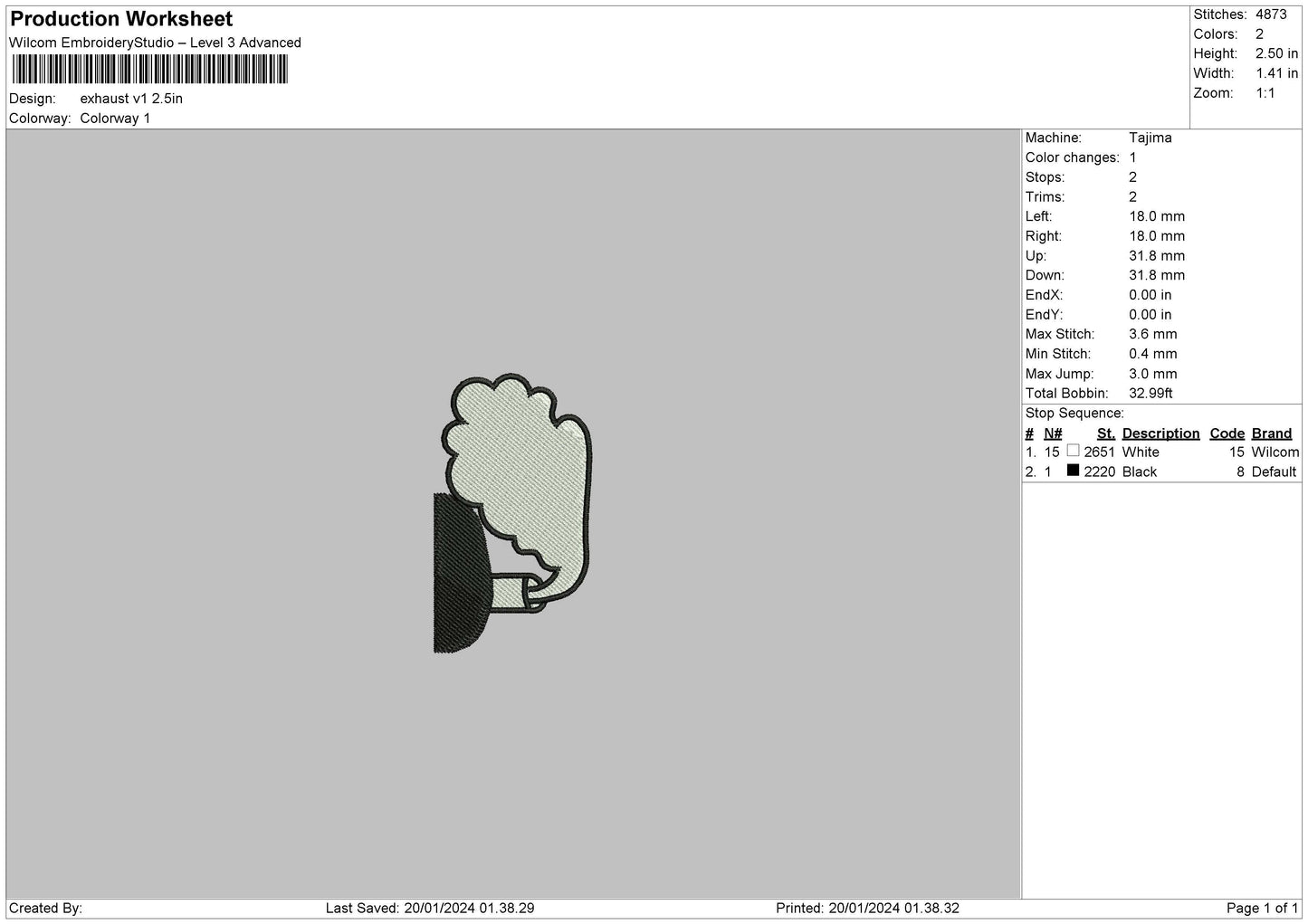 Exhaust01 Embroidery File 6 sizes