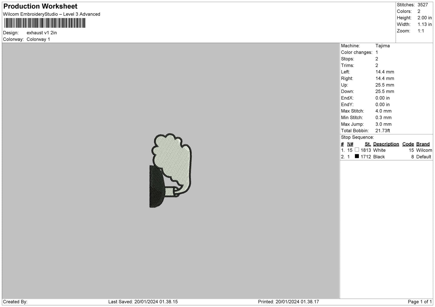 Exhaust01 Embroidery File 6 sizes