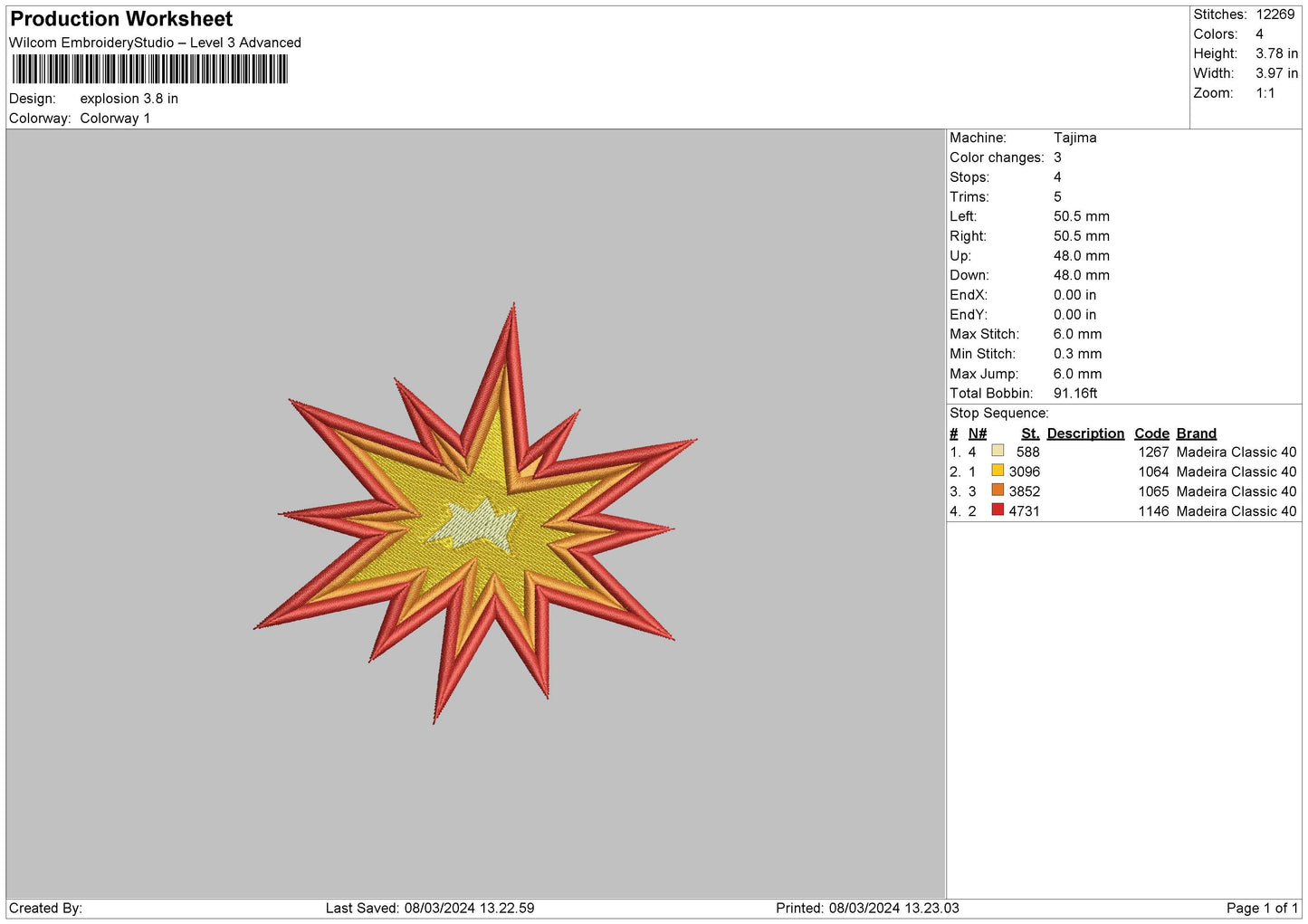 Boom Embroidery File 6 sizes