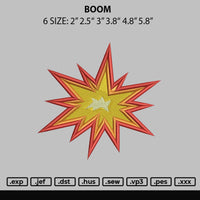 Boom Embroidery File 6 sizes