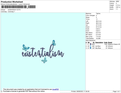 Existentialism Embroidery File 4 size