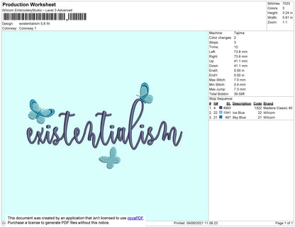 Existentialism Embroidery File 4 size
