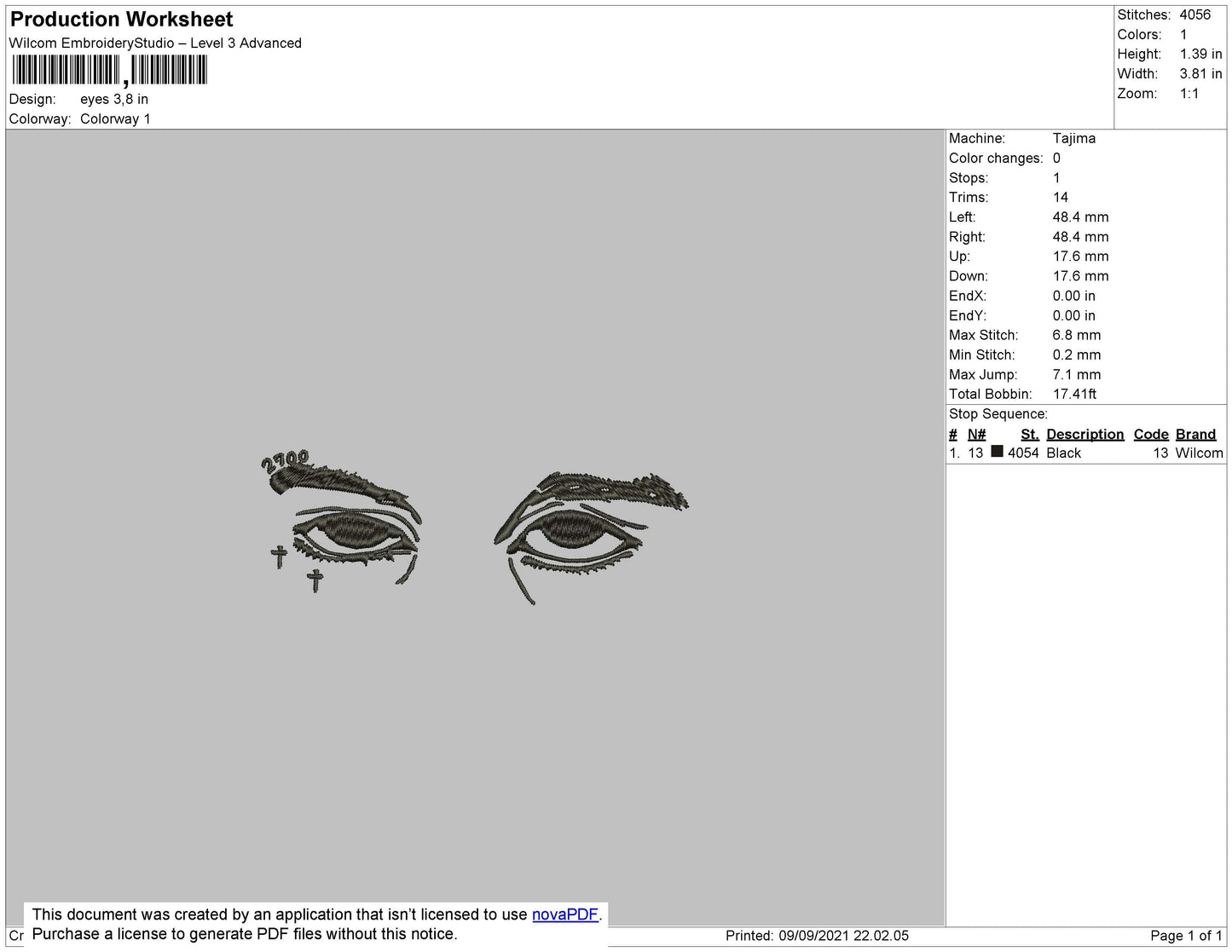 Eyes Embroidery File 4 size