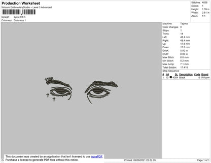 Eyes Embroidery File 4 size