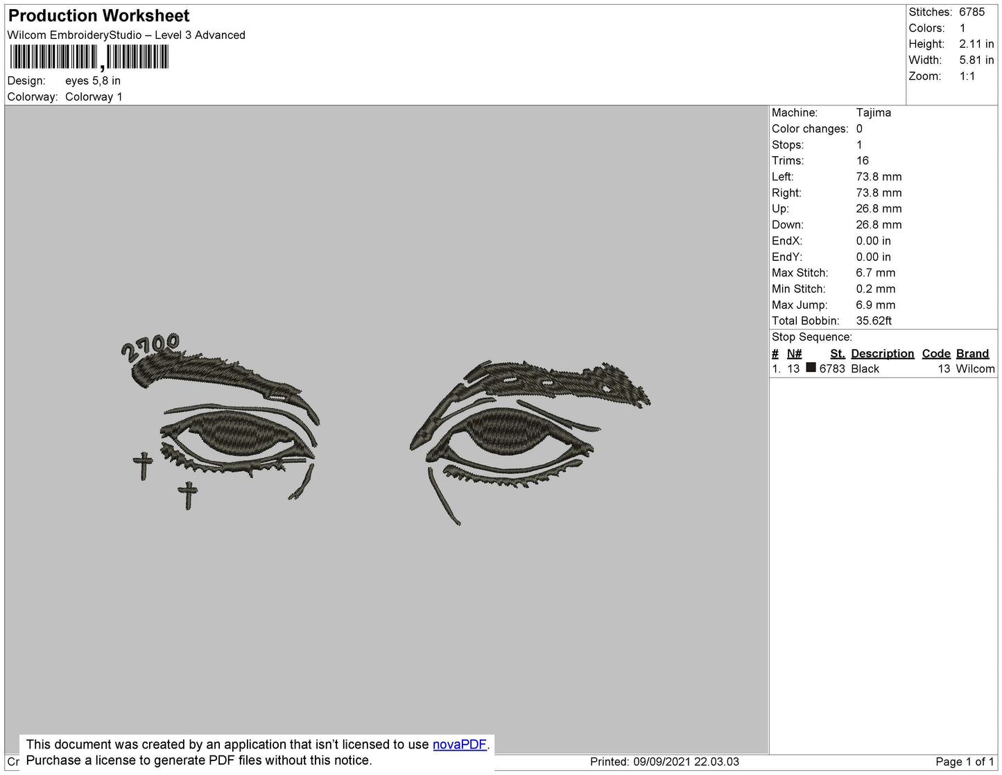 Eyes Embroidery File 4 size