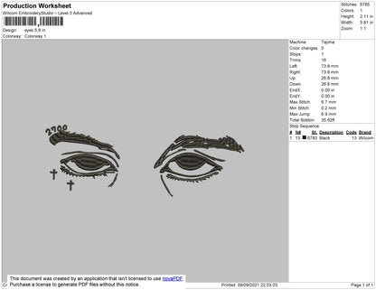 Eyes Embroidery File 4 size