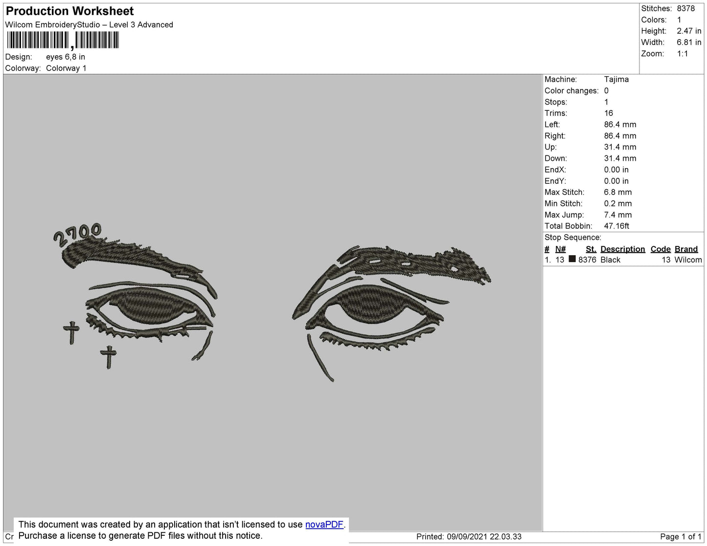 Eyes Embroidery File 4 size