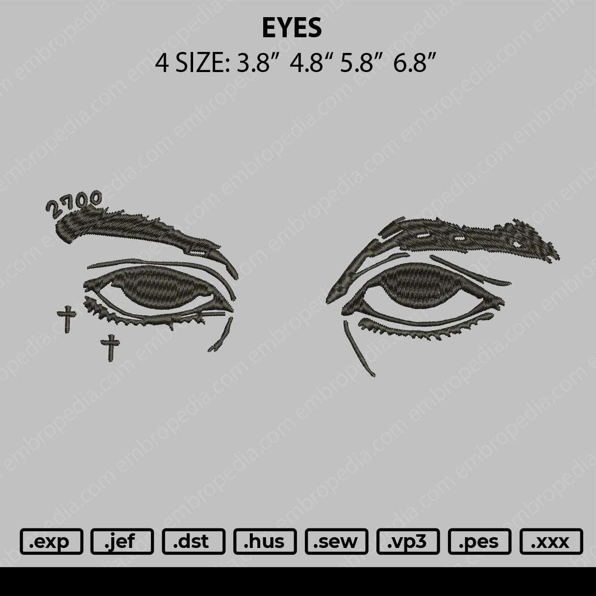 Eyes Embroidery File 4 size