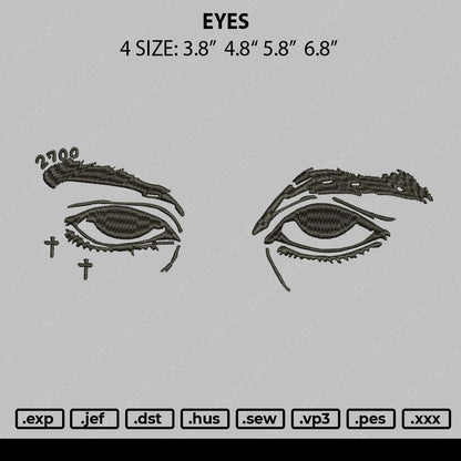 Eyes Embroidery File 4 size