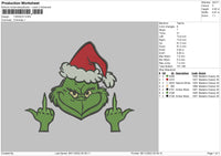F Grinch Embroidery File 6 sizes