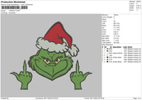 F Grinch Embroidery File 6 sizes