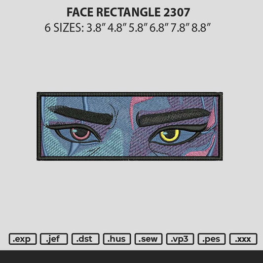 Face Rectangle Embroidery File 6 sizes