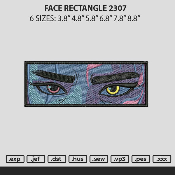 Face Rectangle Embroidery File 6 sizes